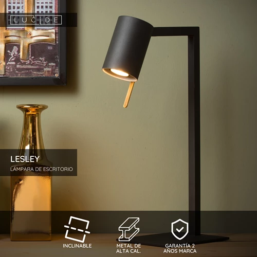 Lucide LESLEY - Lámpara de escritorio - 1xGU10 - Negro - USP